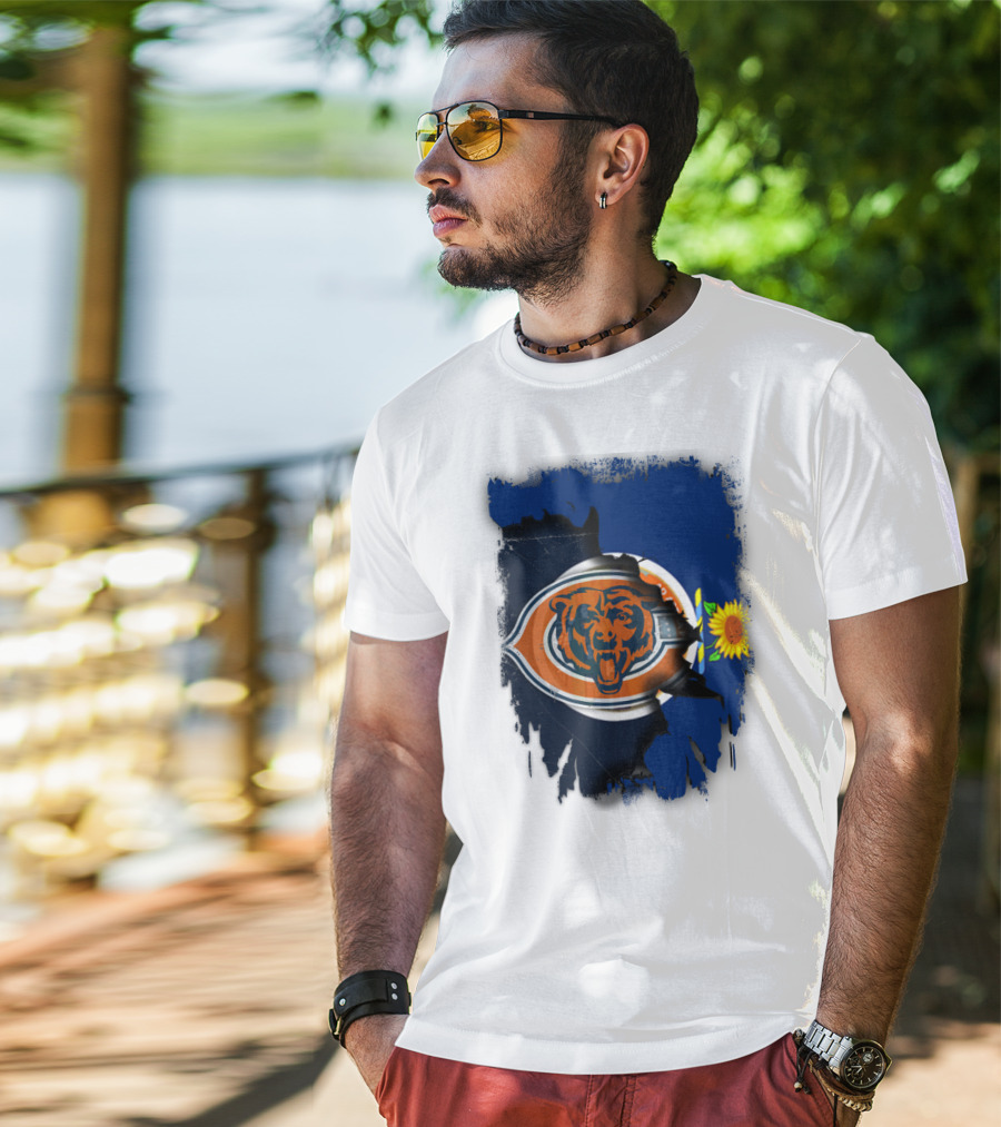 Kansas Sunflower With Chicago Bears T-Shirt
