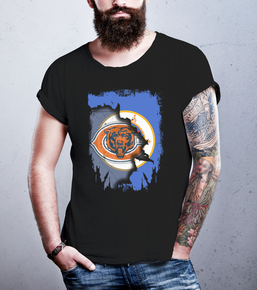 Minnesota Flag Torn To Reveal Chicago Bears T-Shirt