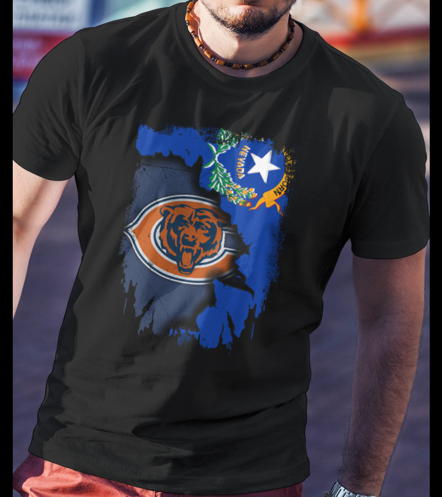 Nevada State Flag With Chicago Bears T-Shirt