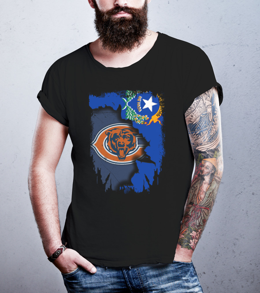 Nevada State Flag With Chicago Bears T-Shirt