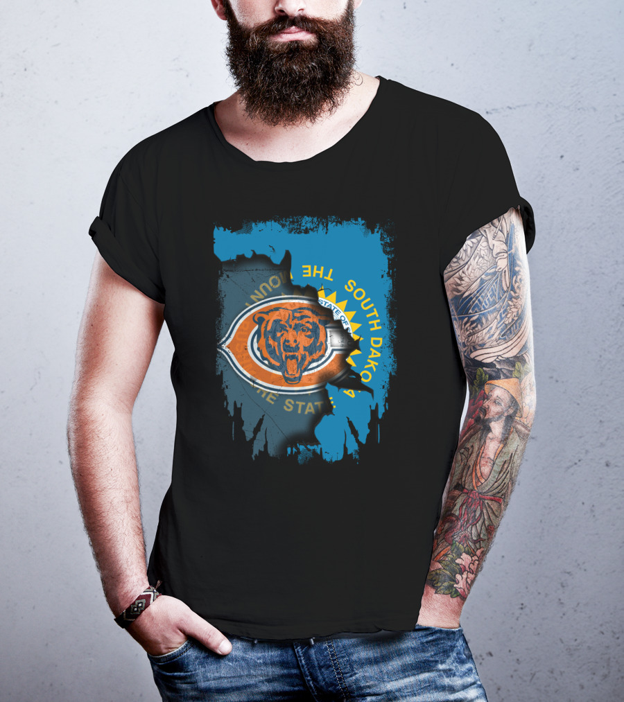 Chicago Bears South Dakota Flag Fusion T-Shirt