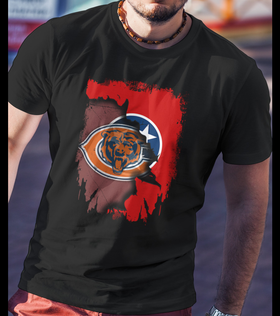 Tennessee State Flag Merged With Chicago Bears T-Shirt