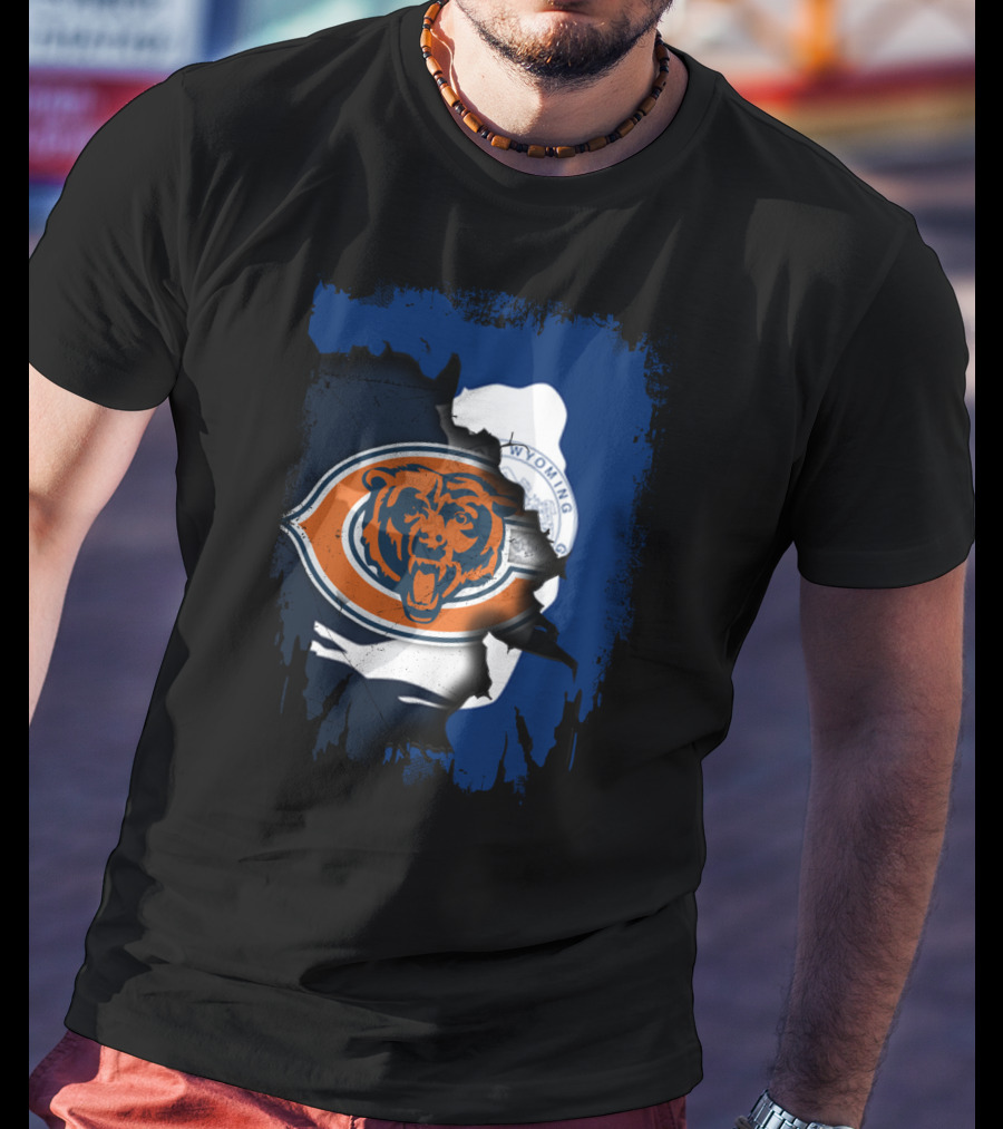 Wyoming Blue Overlay With Bears And Emblem T-Shirt