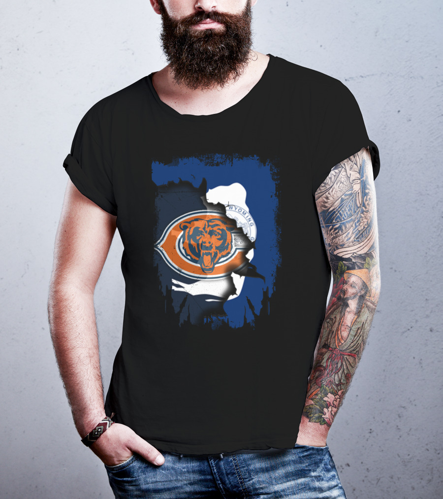 Wyoming Blue Overlay With Bears And Emblem T-Shirt