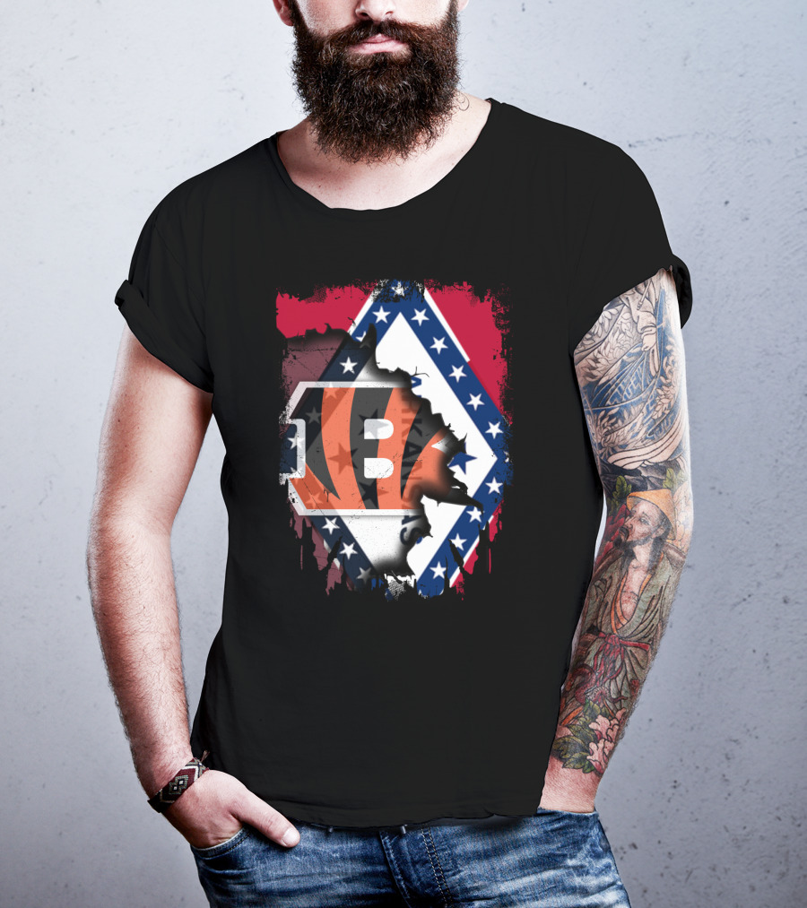 Arkansas Flag Merged With Cincinnati Bengals T-Shirt