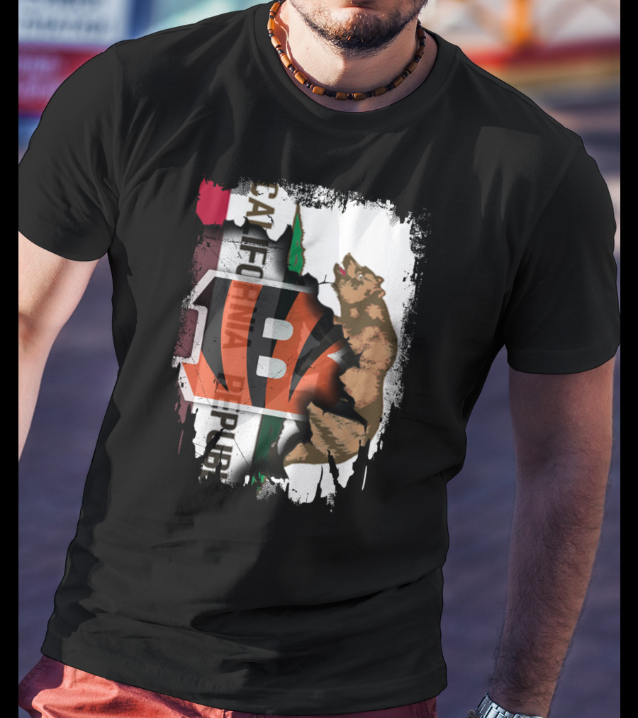 California Republic Bear With Bengals T-Shirt