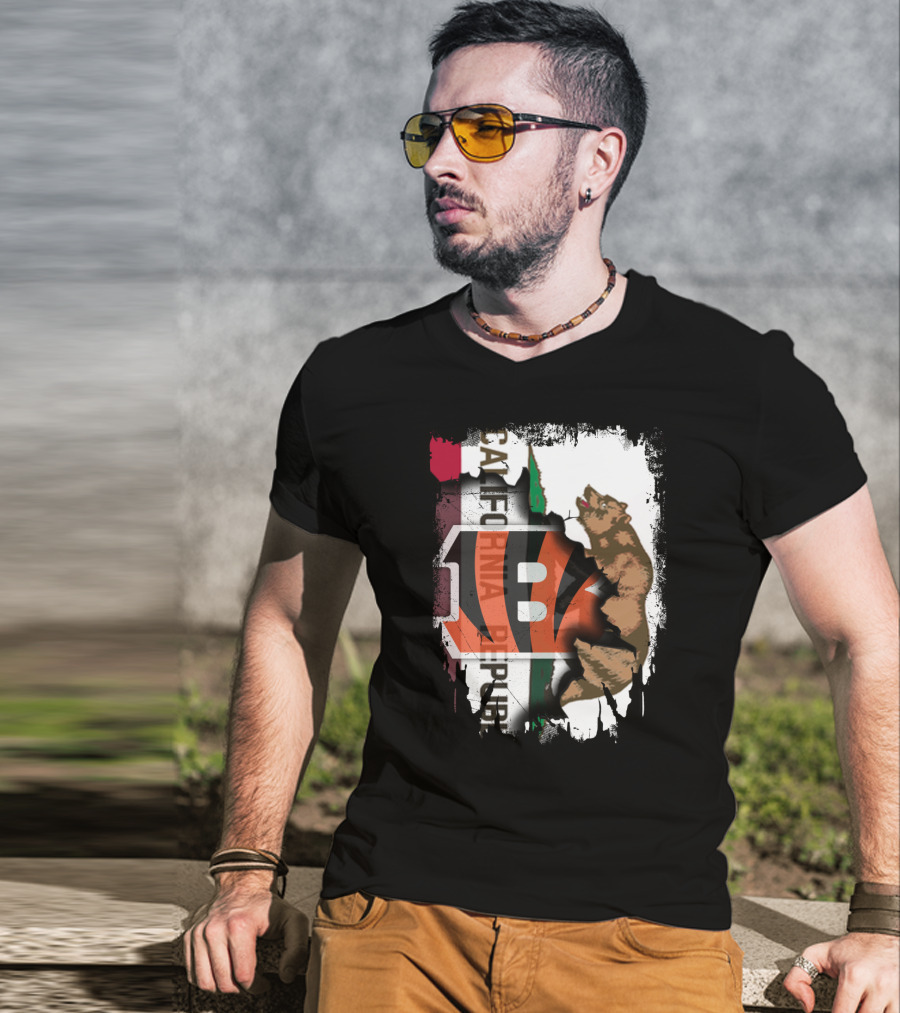 California Republic Bear With Bengals T-Shirt