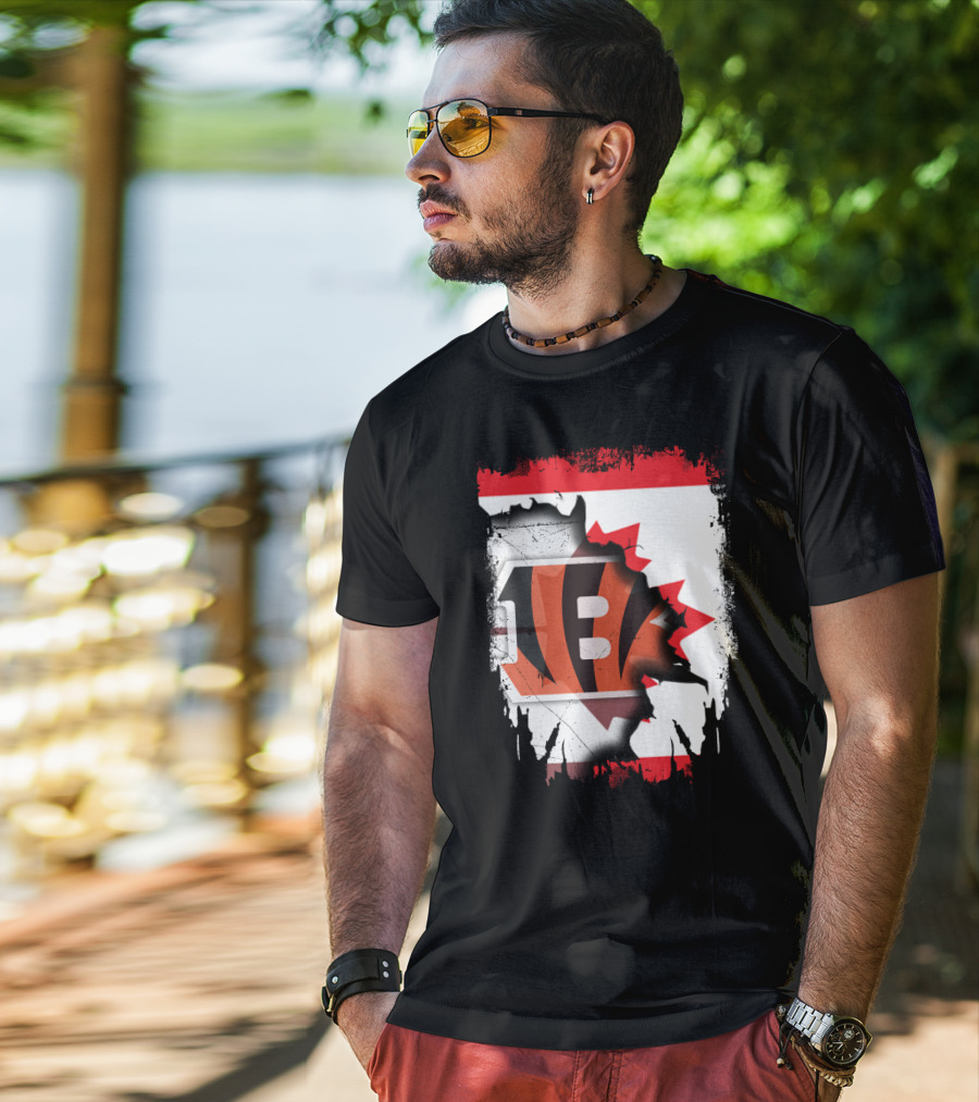 Together Canada With Cincinnati Bengals Flag Fusion T-Shirt