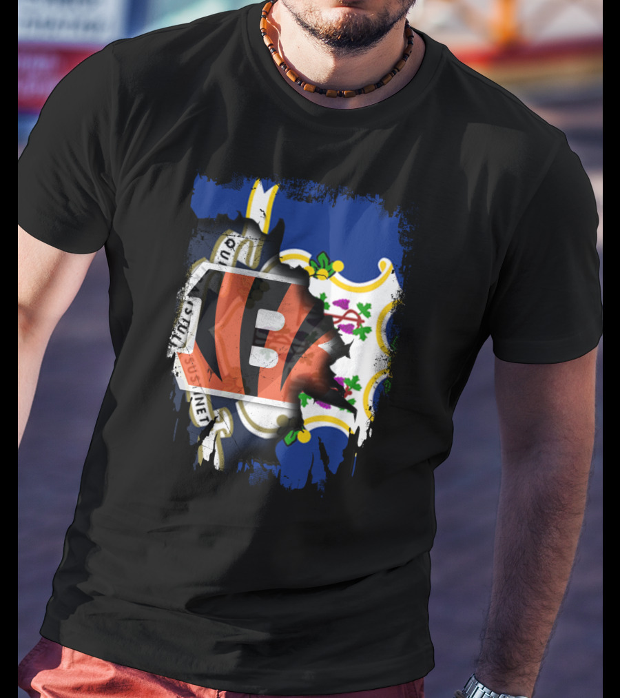 Connecticut Love For Bengals Football Fusion T-Shirt