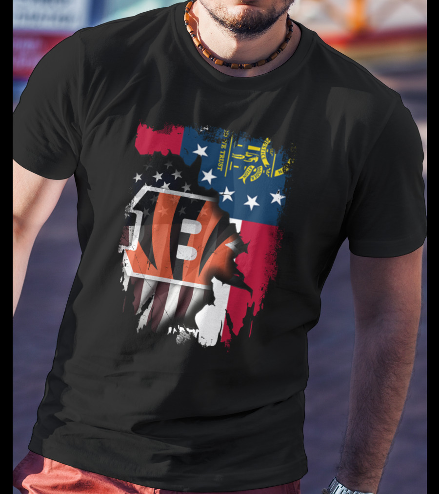 Georgia Flag And Bengals Logo Together T-Shirt