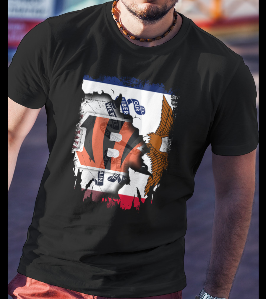 Iowa Flag With Cincinnati Bengals Logo And Eagle T-Shirt