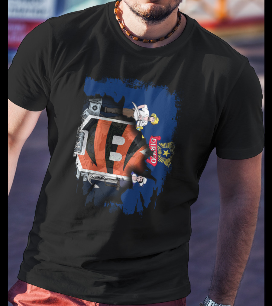 Together Maine Crest Overlay With Bengals Logo And Dirigo Motto T-Shirt
