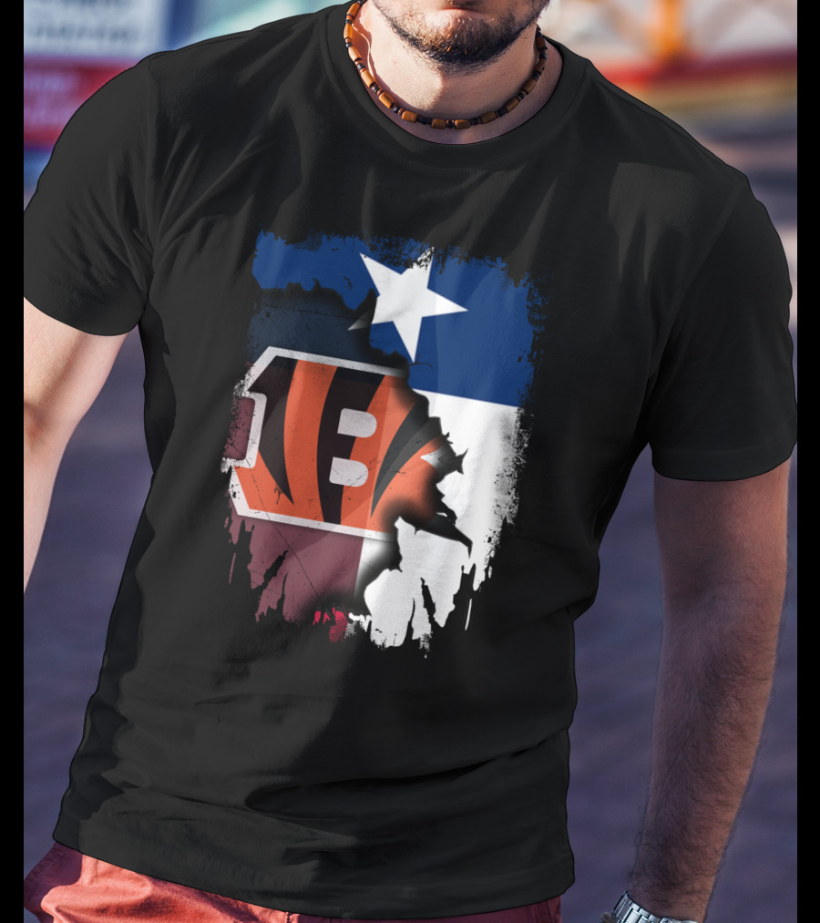 Texas Lone Star And Cincinnati Bengals NFL Fusion T-Shirt