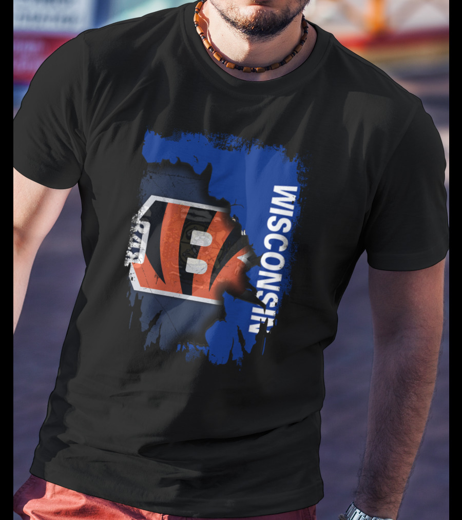 Wisconsin Pride With Cincinnati Bengals Logo Integration T-Shirt