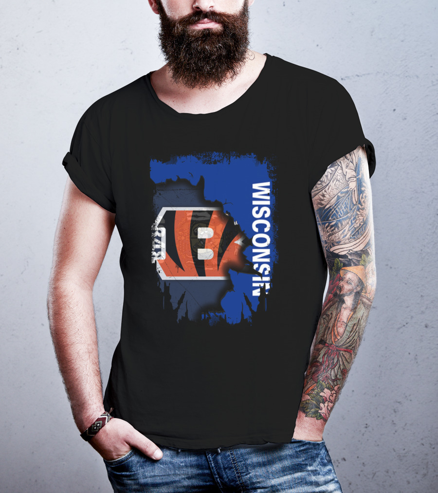 Wisconsin Pride With Cincinnati Bengals Logo Integration T-Shirt