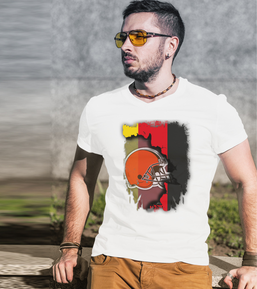 Germany Flag With Cleveland Browns Helmet T-Shirt