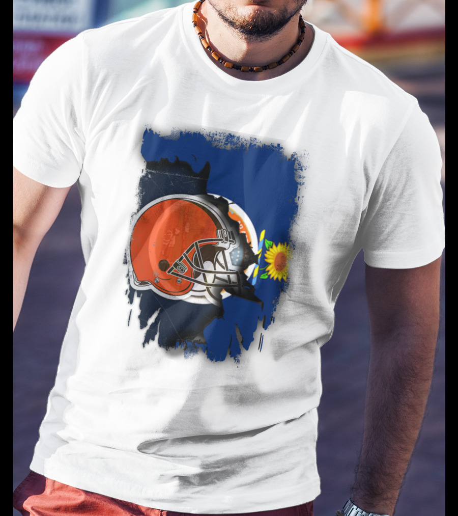 Kansas And Browns Helmet With Sunflower T-Shirt