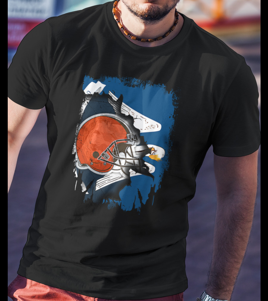 Cleveland Browns Helmet With Louisiana Eagle Motif T-Shirt