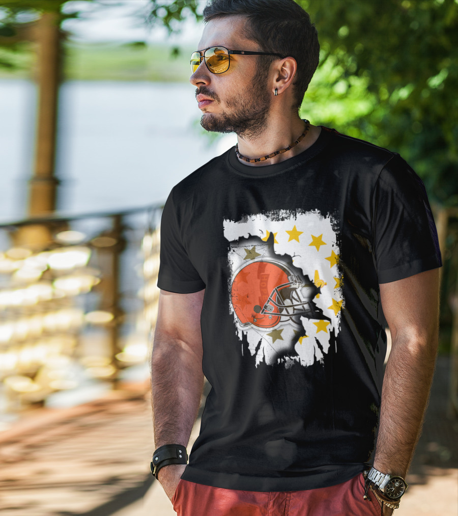 Together Rhode Island Browns Helmet With Stars And Grunge Elements T-Shirt