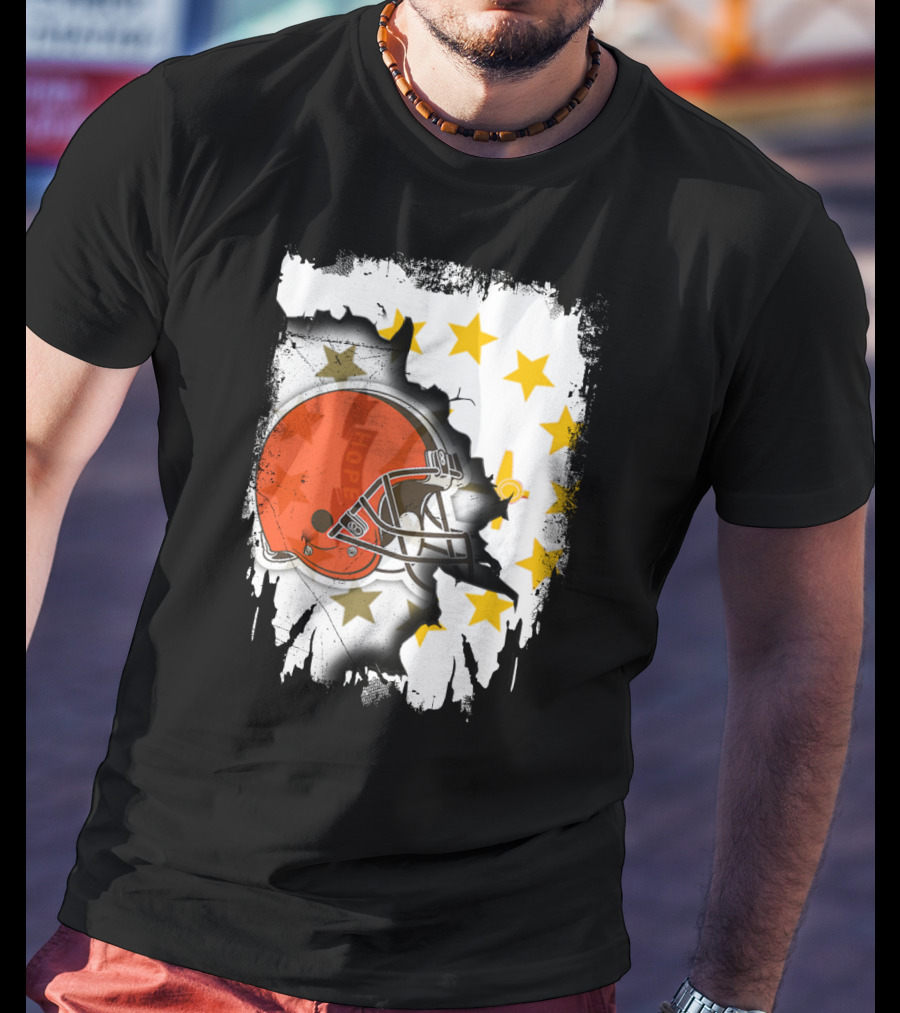 Together Rhode Island Browns Helmet With Stars And Grunge Elements T-Shirt