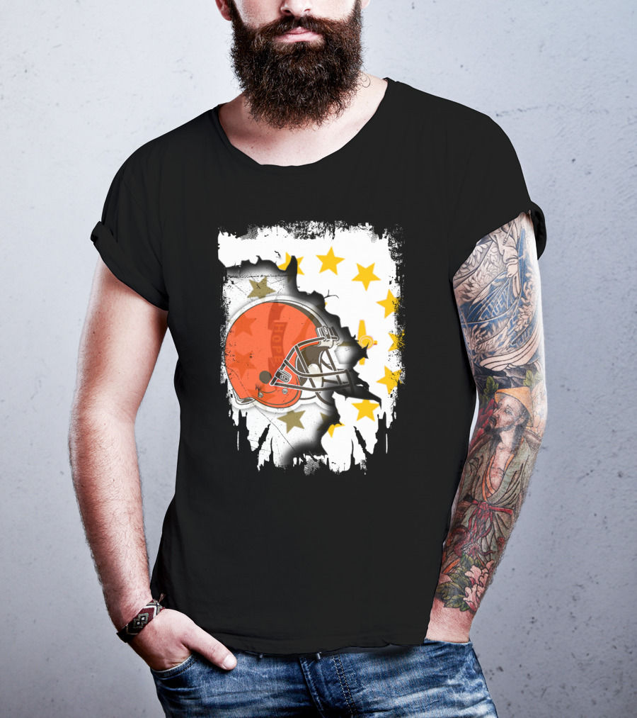 Together Rhode Island Browns Helmet With Stars And Grunge Elements T-Shirt