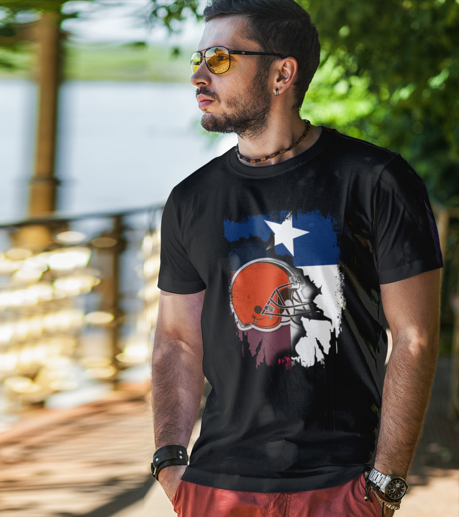 Together Texas Browns Helmet Star Flag T-Shirt