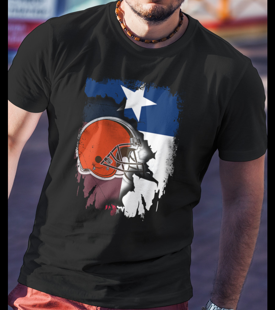 Together Texas Browns Helmet Star Flag T-Shirt