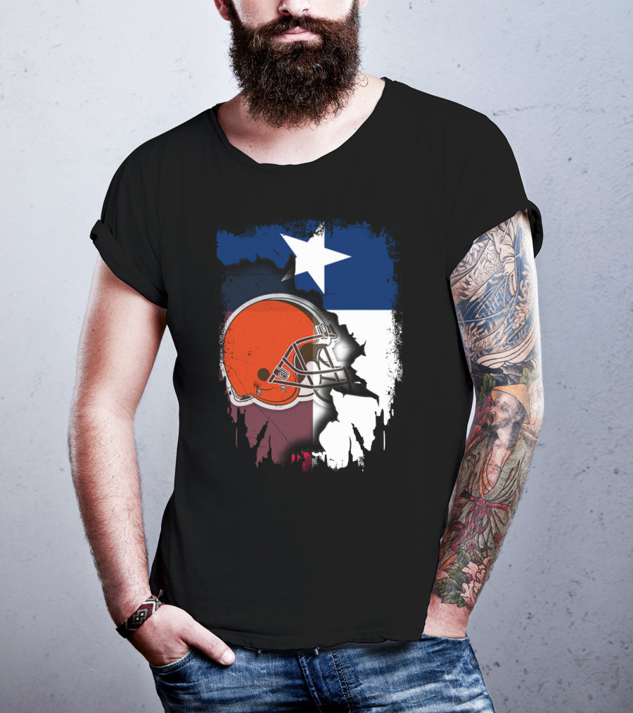 Together Texas Browns Helmet Star Flag T-Shirt