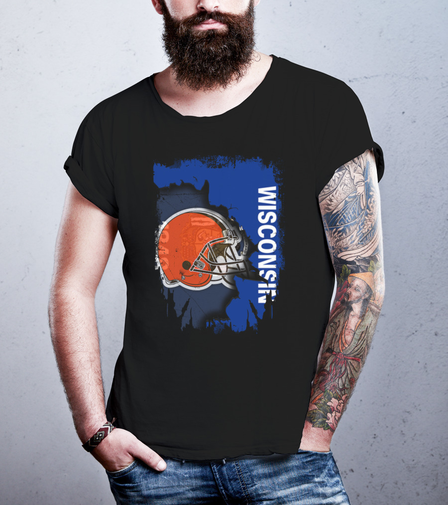 Wisconsin Football Helmet Browns T-Shirt