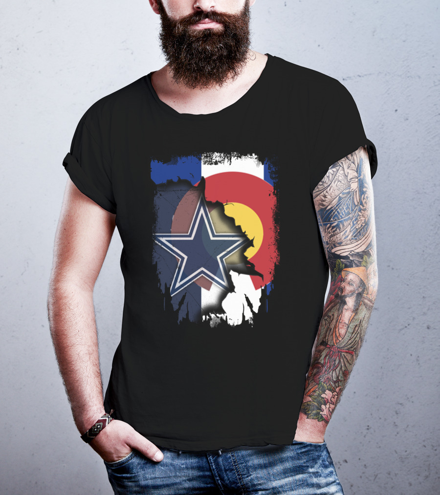Together Colorado Dallas Cowboys Flag Star Display T-Shirt