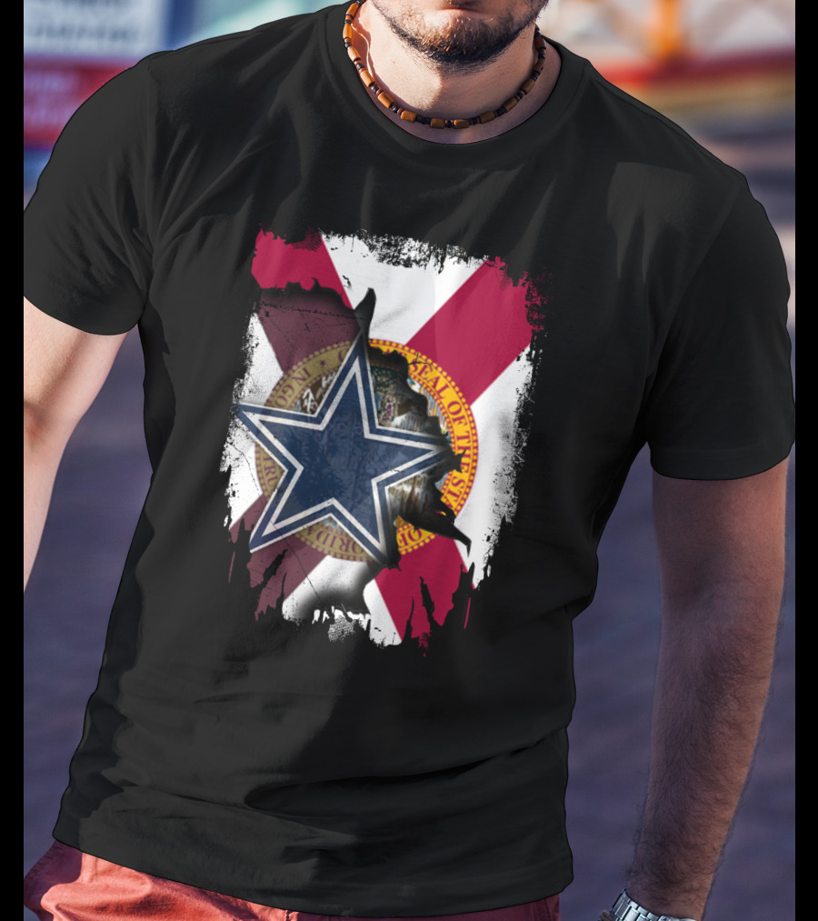 Florida State Seal And Lone Star Dallas Cowboys Fusion T-Shirt