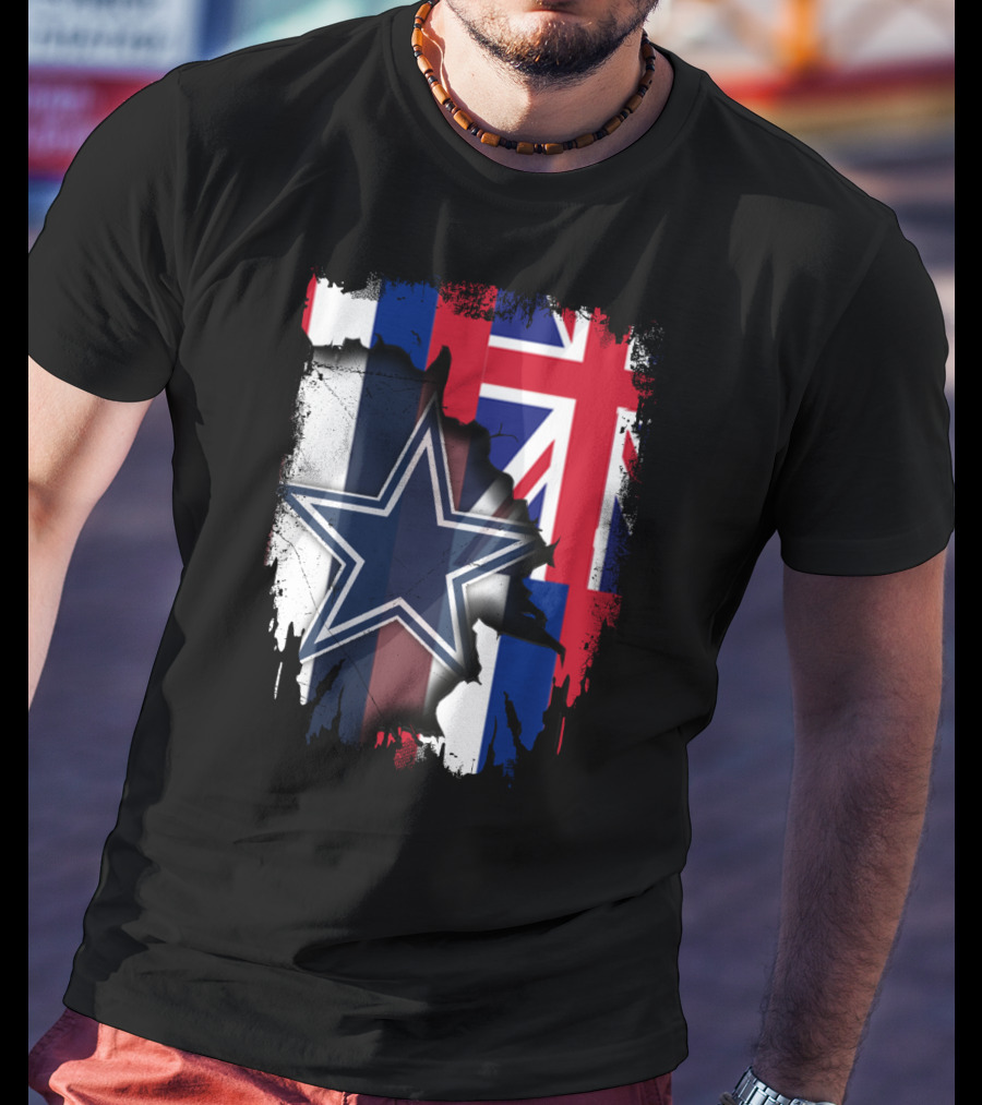 Hawaii Together With Dallas Cowboys Star And Hawaiian Flag Fusion T-Shirt