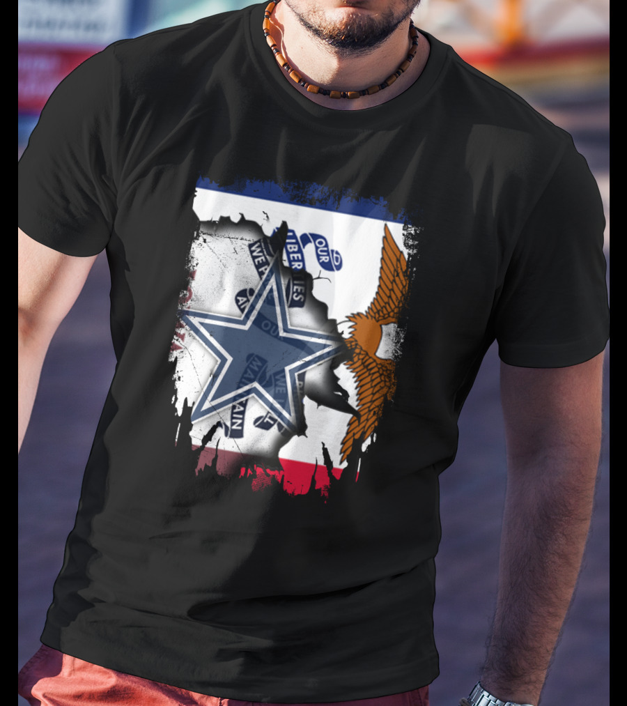 Together Iowa With Cowboys Dallas Star And Eagle Flag T-Shirt