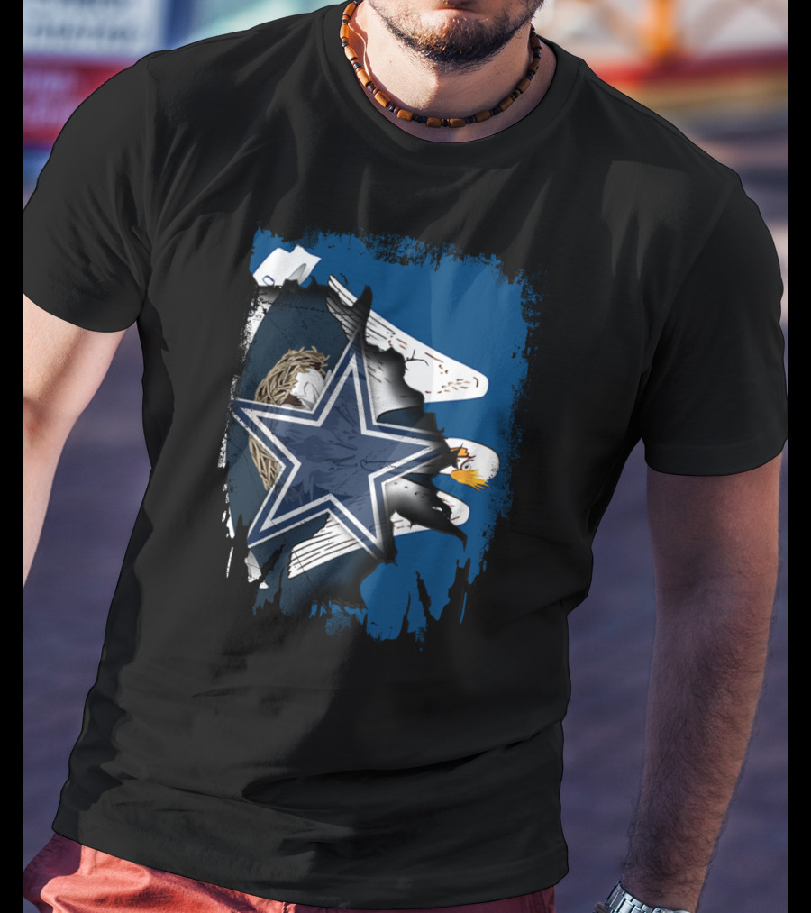 Dallas Cowboys Star With Eagle And Louisiana Connection T-Shirt