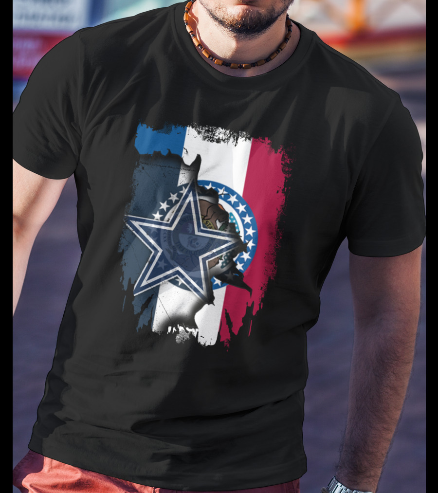 Missouri State Flag With Dallas Cowboys Star Logo Combination T-Shirt