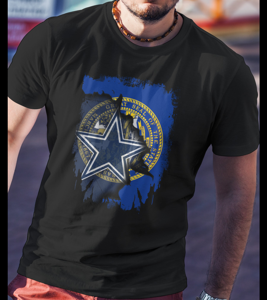 Nebraska State Seal With Dallas Cowboys Star Logo Integration T-Shirt