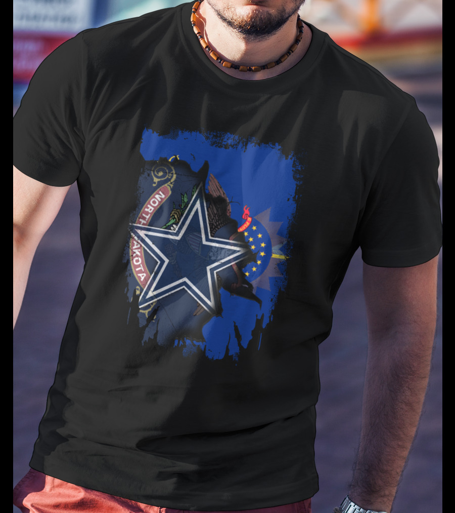 North Dakota Emblem With Dallas Cowboys Star T-Shirt