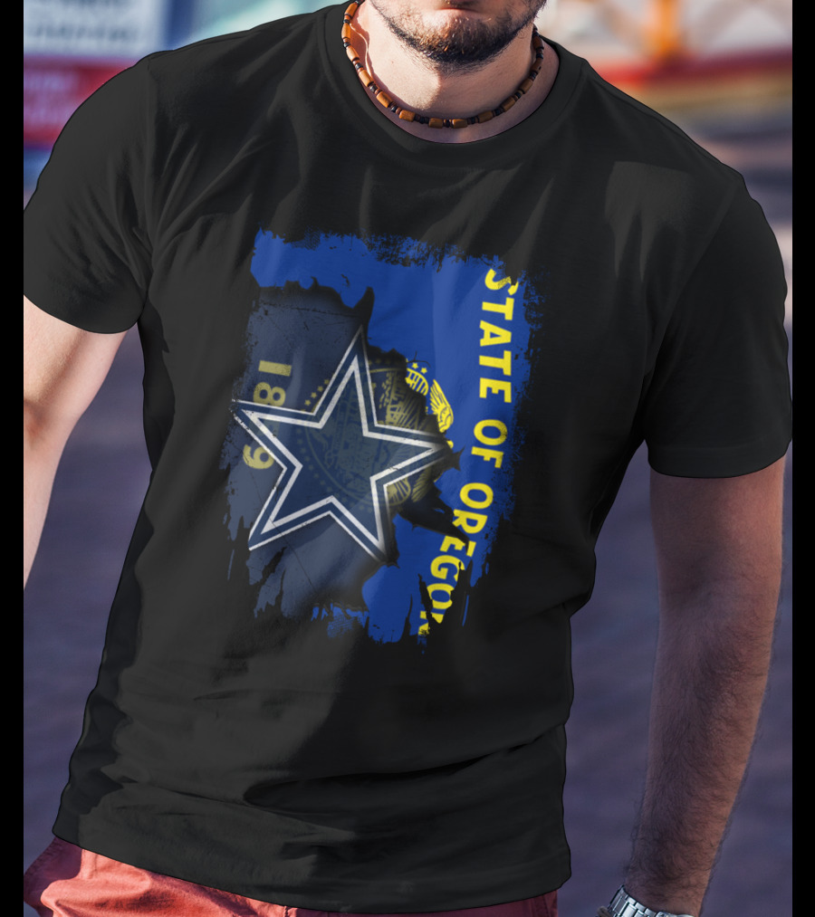 State Of Oregon With Dallas Cowboys Star T-Shirt