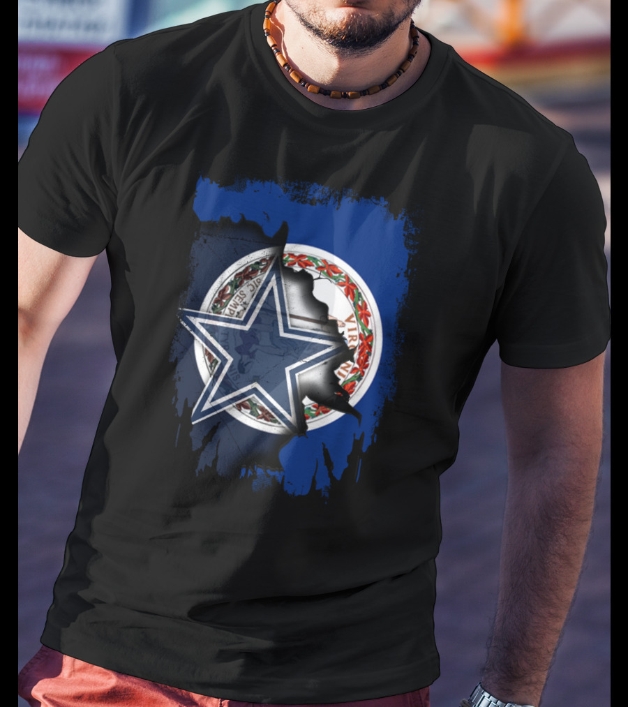 Virginia State Seal With Dallas Cowboys Star Overlay T-Shirt
