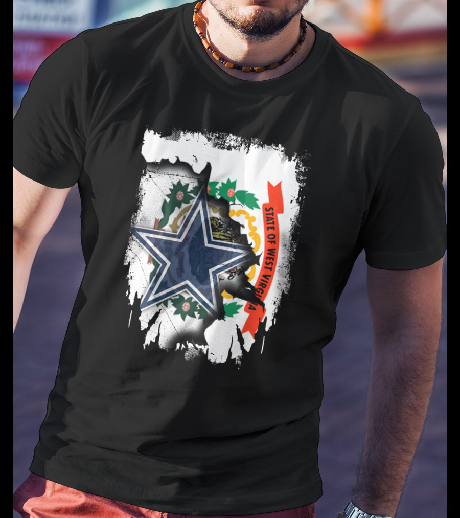 State Of West Virginia And Dallas Cowboys Star Fusion T-Shirt