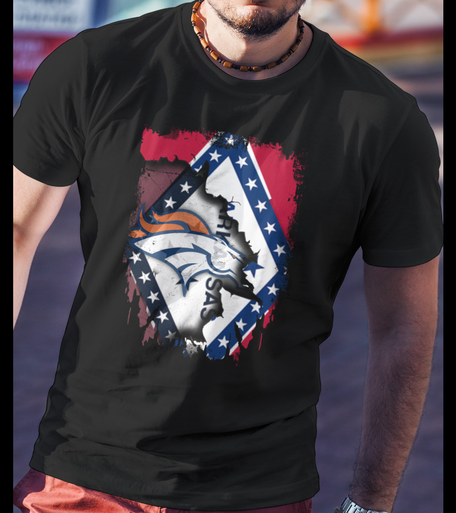 Together Arkansas Broncos Emblem With State Flag Elements T-Shirt