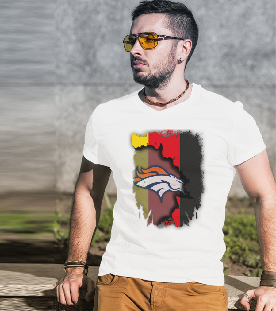 Germany Flag With Broncos Logo Together T-Shirt
