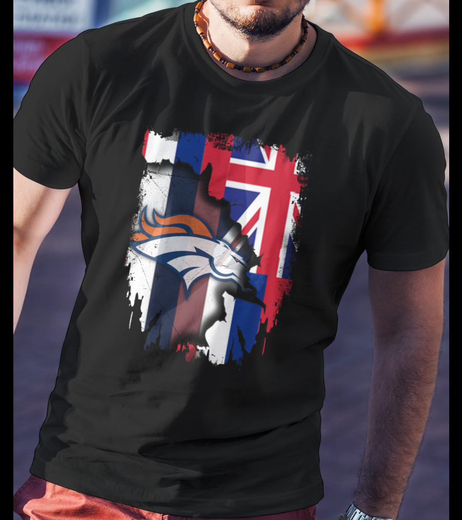 Together Hawaii Flag With Broncos Logo Fusion T-Shirt