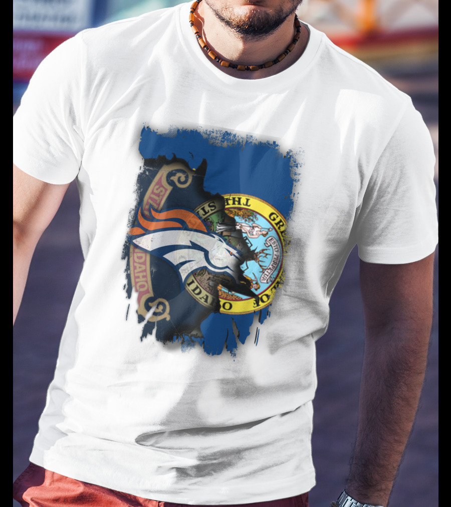 Idaho State Pride With Denver Broncos Emblem T-Shirt