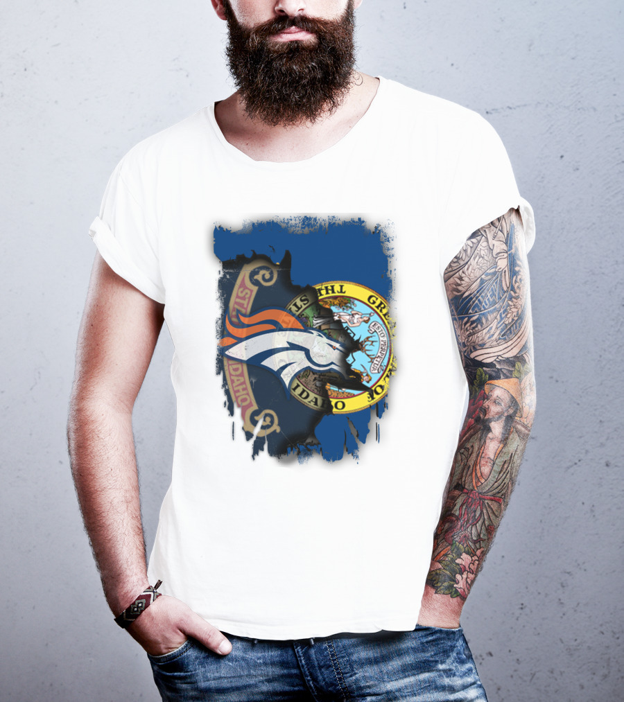 Idaho State Pride With Denver Broncos Emblem T-Shirt