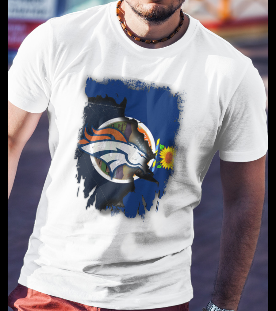 Kansas Sunflower With Broncos Logo Together T-Shirt
