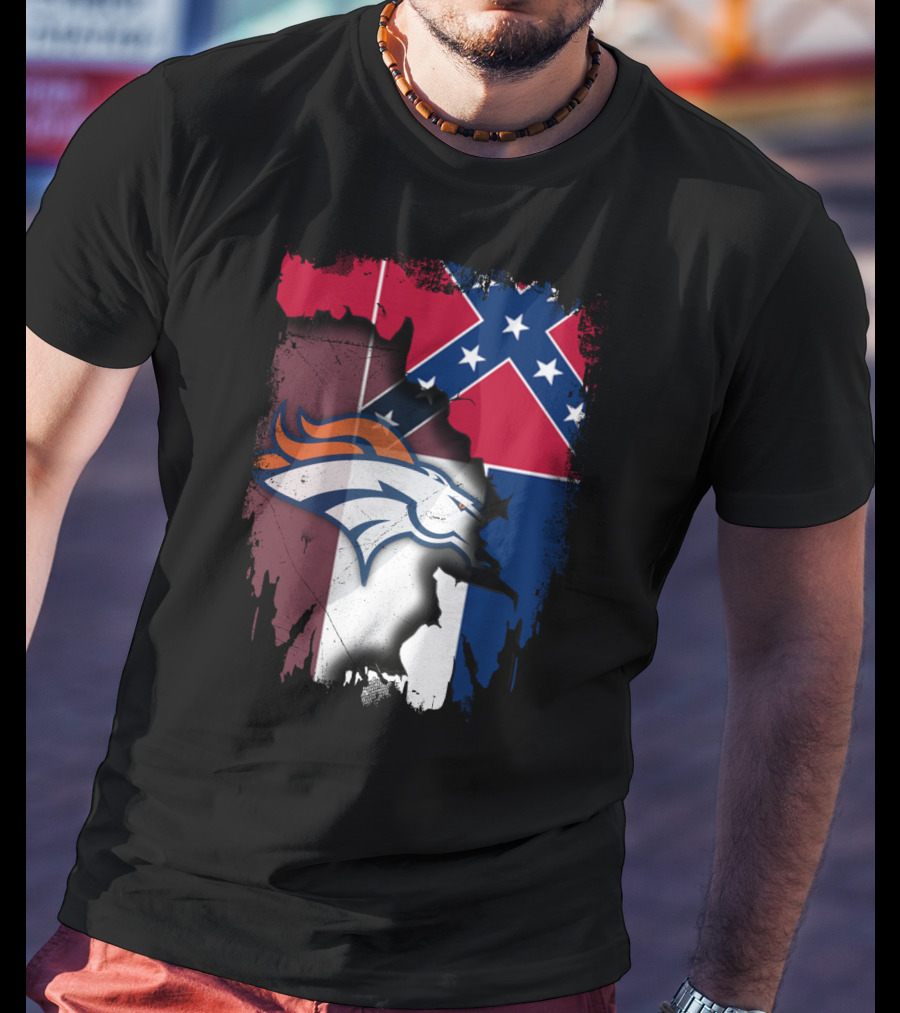 Together Mississippi With Broncos Flag Fusion T-Shirt