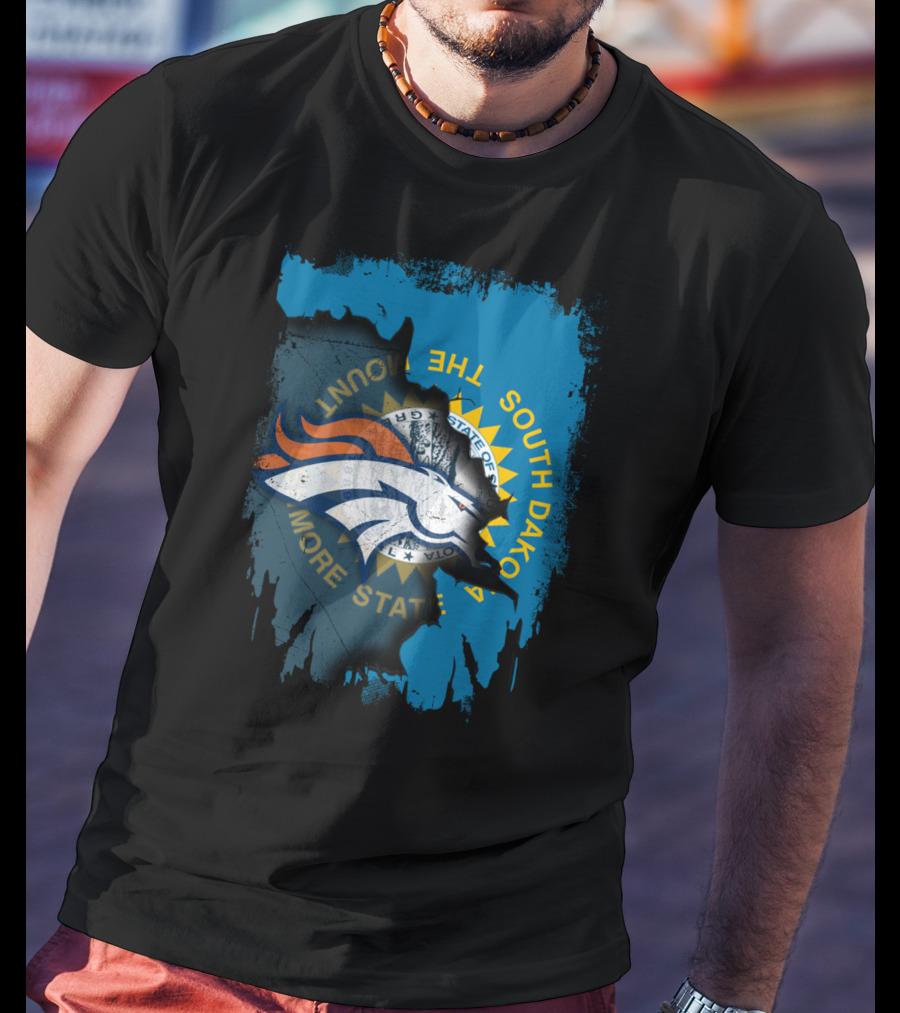 South Dakota Flag With Broncos T-Shirt
