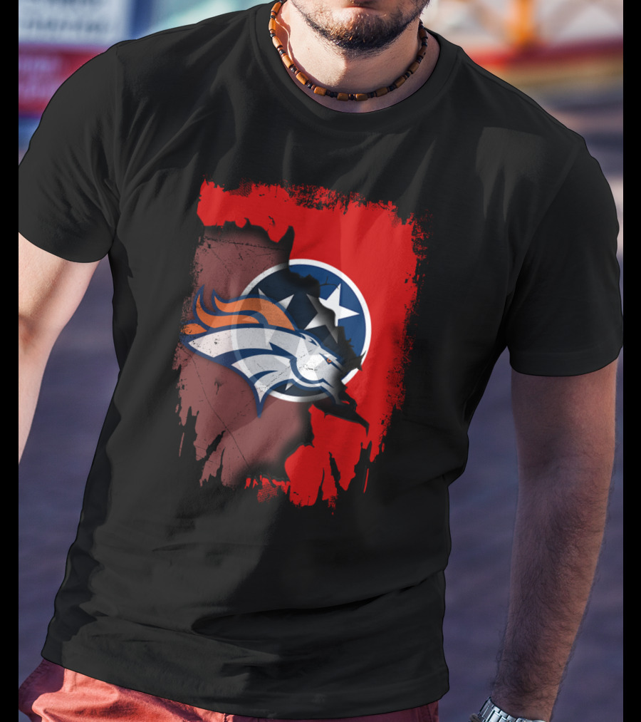 Together Tennessee Map With Broncos And Tri-Star Emblem T-Shirt