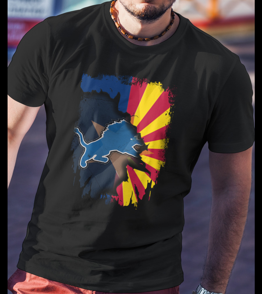 Arizona Flag With Detroit Lions Dual T-Shirt